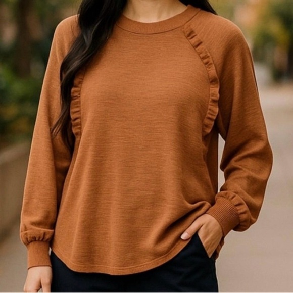 Pilcro Ruffled Raglan Thermal Top - Picture 2 of 2